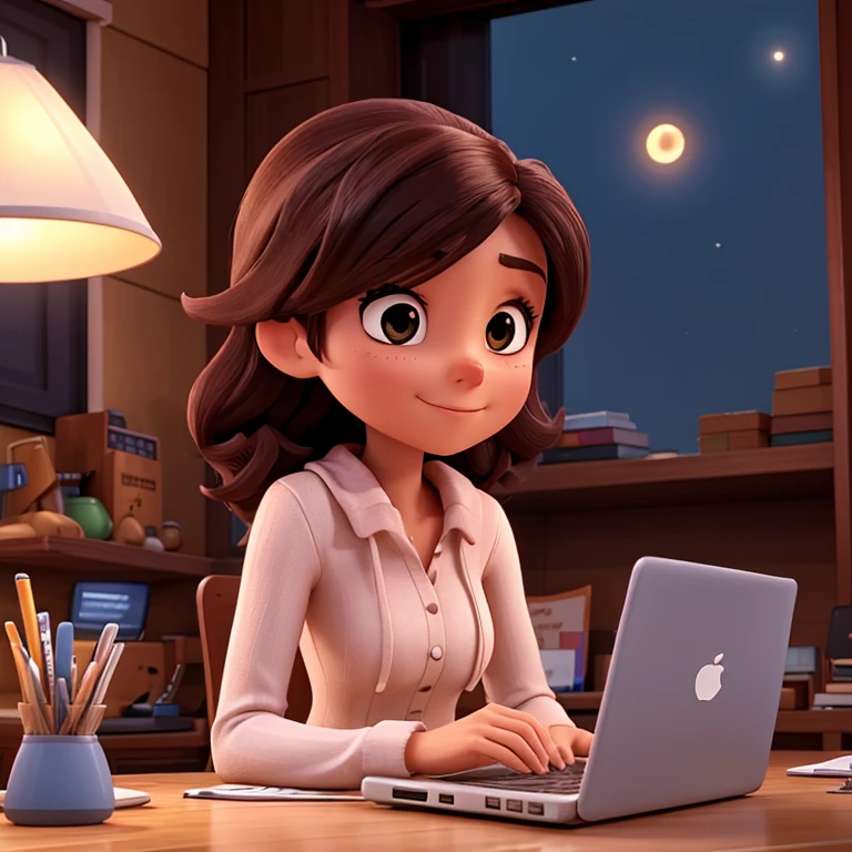 woman using her laptop at night 