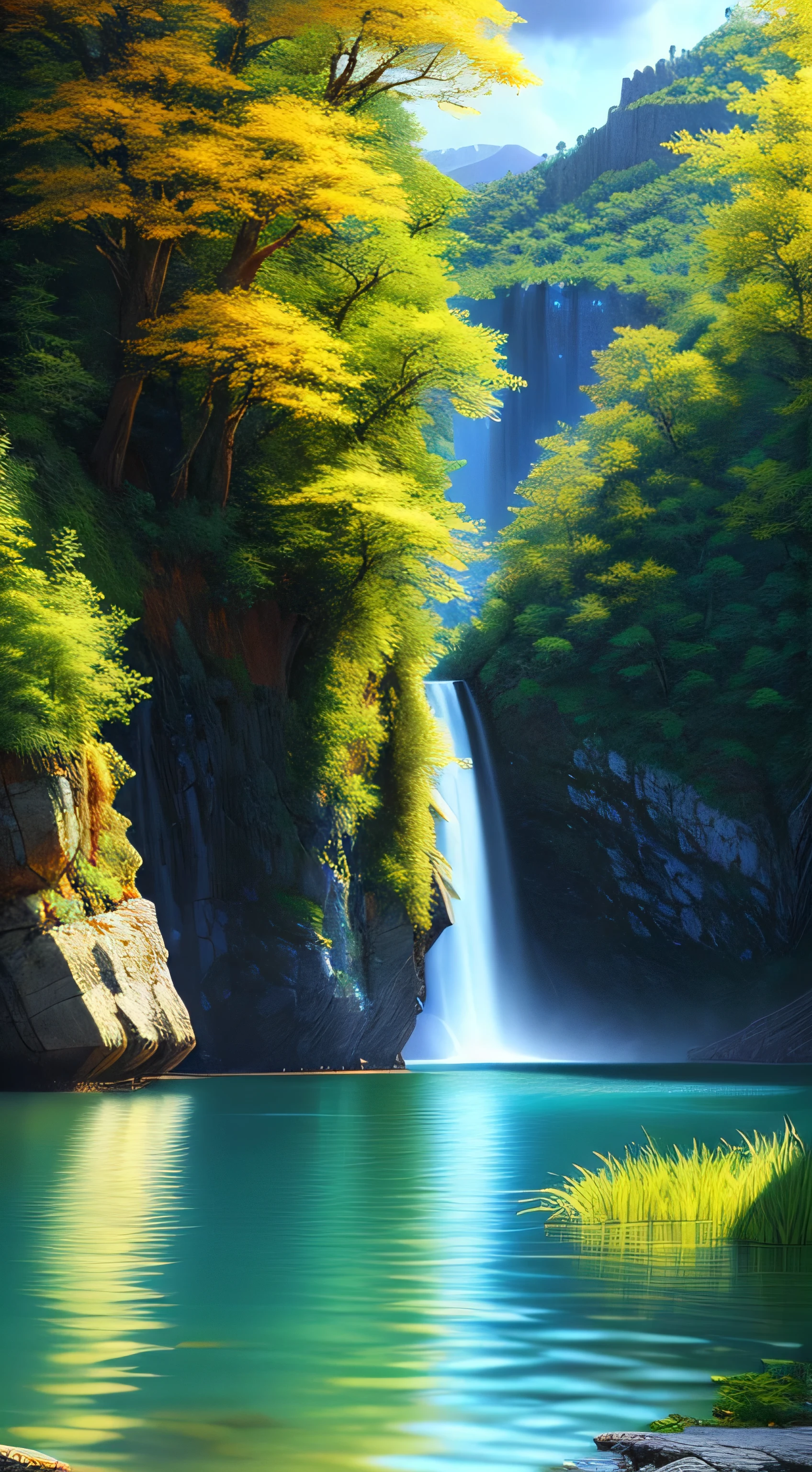 landscape, water (Highly detailed CG Unity 8k wallpaper), The most beautiful works of art in the world, Professional majestic oil painting, Complex, Attention to detail, Sharp focus, dramatic, Realistic painting
