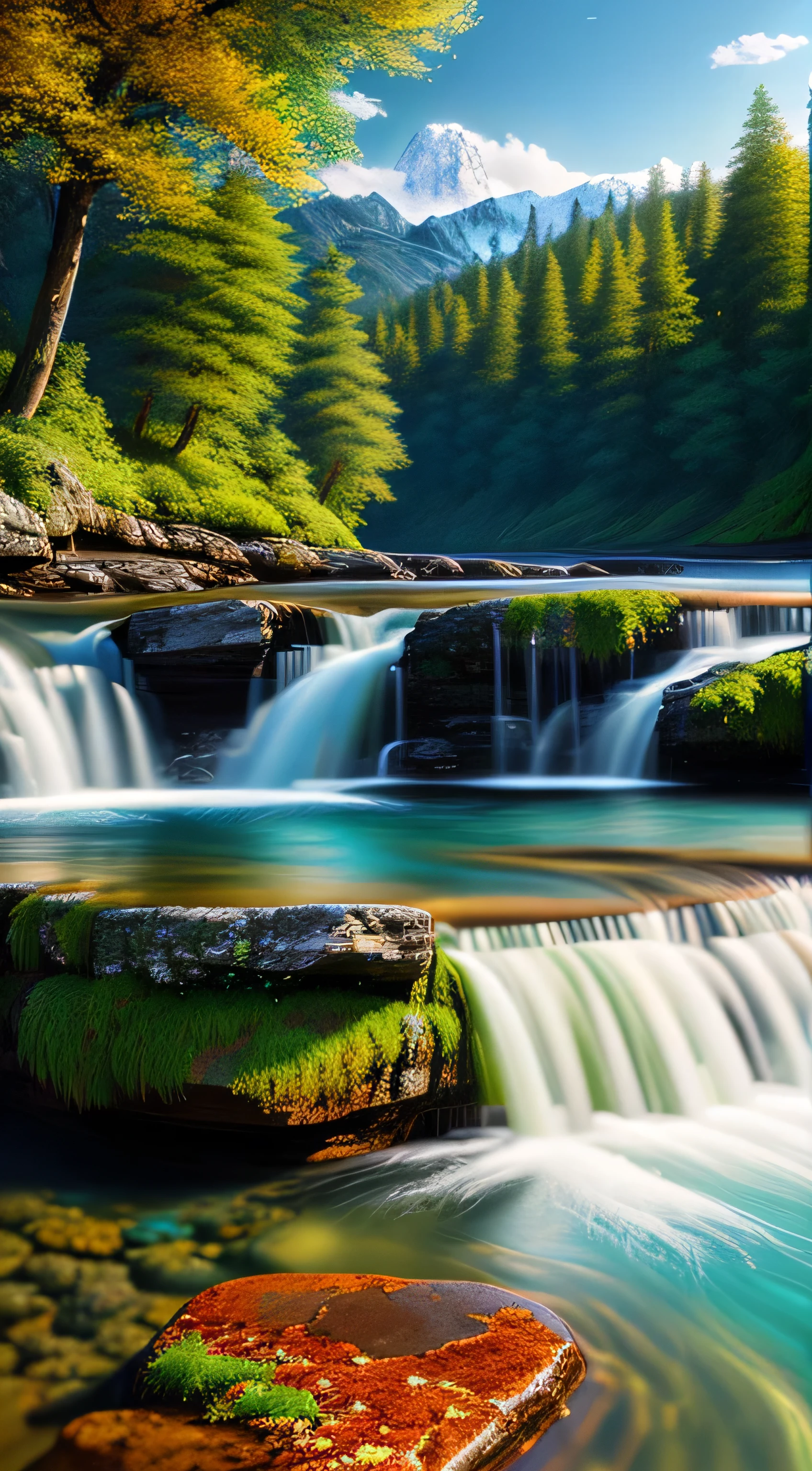 landscape, water (Highly detailed CG Unity 8k wallpaper), The most beautiful works of art in the world, Professional majestic oil painting, Complex, Attention to detail, Sharp focus, dramatic, Realistic painting