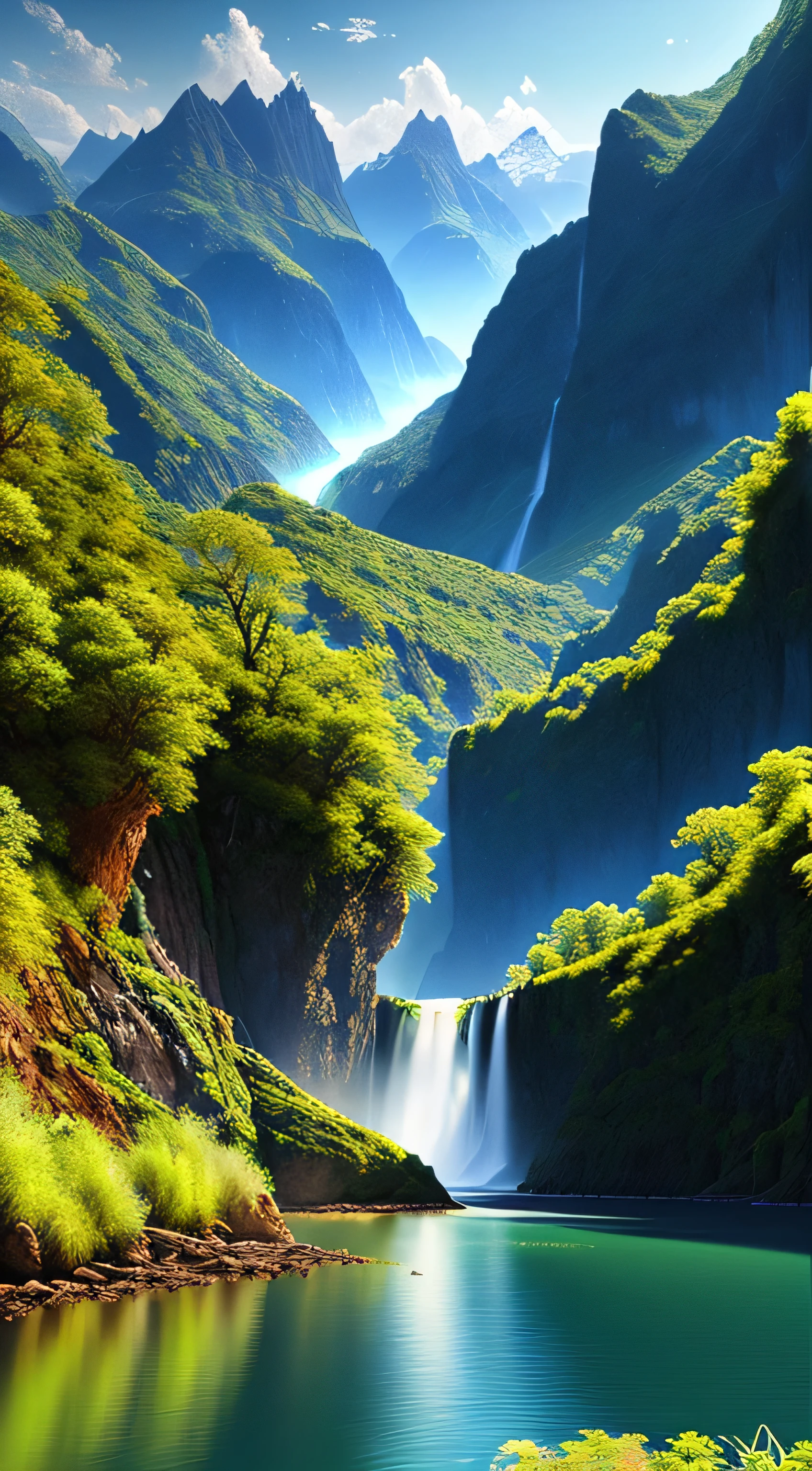 landscape, water (Highly detailed CG Unity 8k wallpaper), The most beautiful works of art in the world, Professional majestic oil painting, Complex, Attention to detail, Sharp focus, dramatic, Realistic painting