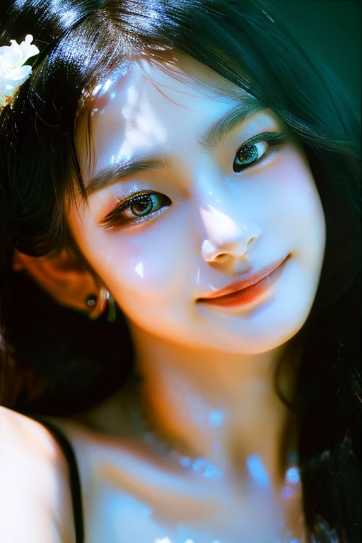 (highest image quality), (masterpiece), (vibrant, photography realistic, Realistic, Dramatic, Dark, Sharp focus, 8K), Close up Face, Highly detailed face and skin texture, sexy wedding dress, ethereal beauty, mature asian woman,black long hair, make up, sexy smile, nsfw ,Close up shot, ((backlight))