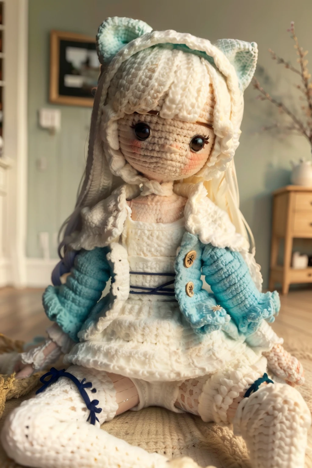 Cute girl, sitting, spread legs, full body shot, ZhenXian\(wanou\),