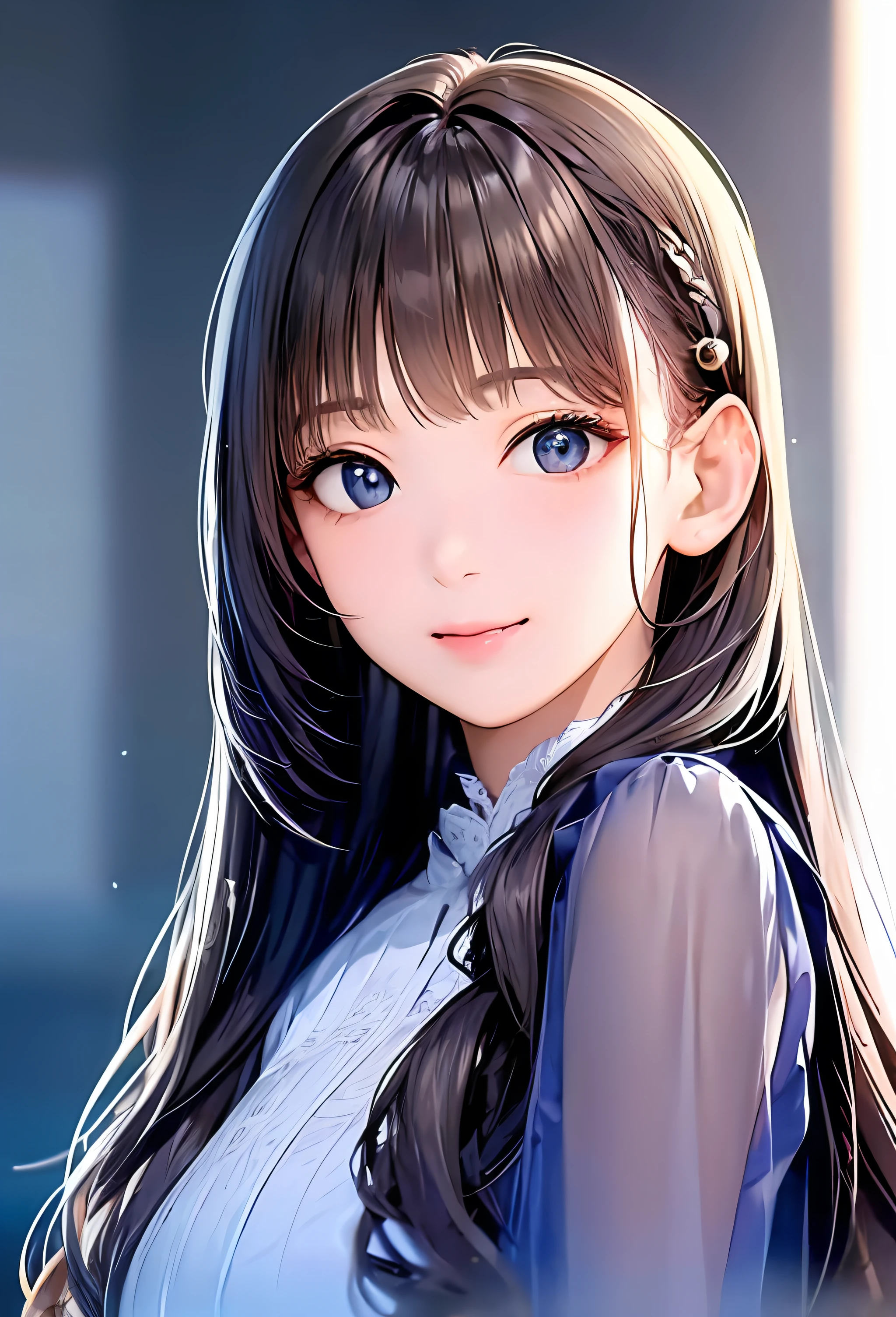 (in 8K、top-quality、masterpiece:1.2)、(realisitic、Photorealsitic:1.37)、高精細CG統合8K壁紙、(HQ Skin:1.8、shiny skins)、8KUHD、Digital SLR、Soft lighting、hightquality、Film grain、FujifilmXT3(Professional Writing:1.6)、ultra-detailliert、女の子 1 人、cute little、独奏、mid night、Beautiful detailed sky、Detailed Cafe、sitting on、date、(Nasal blush)、 (smile1.15)、(Keep your mouth shut)small tits、beautiful tbig eyes、Floating Hair NovaFrogStyle、