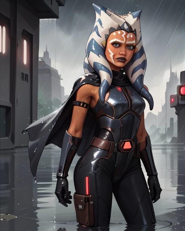 score_9,score_8_up,score_7_up,score_6_up,
ahsoka, bo katan armor
body, wet,    split, standing on 2 legs,
armor,gloves,black bodysuit,latex black cape,belt,rain,
science fiction,sith base, star wars, outdoors,  rain, 
solo,