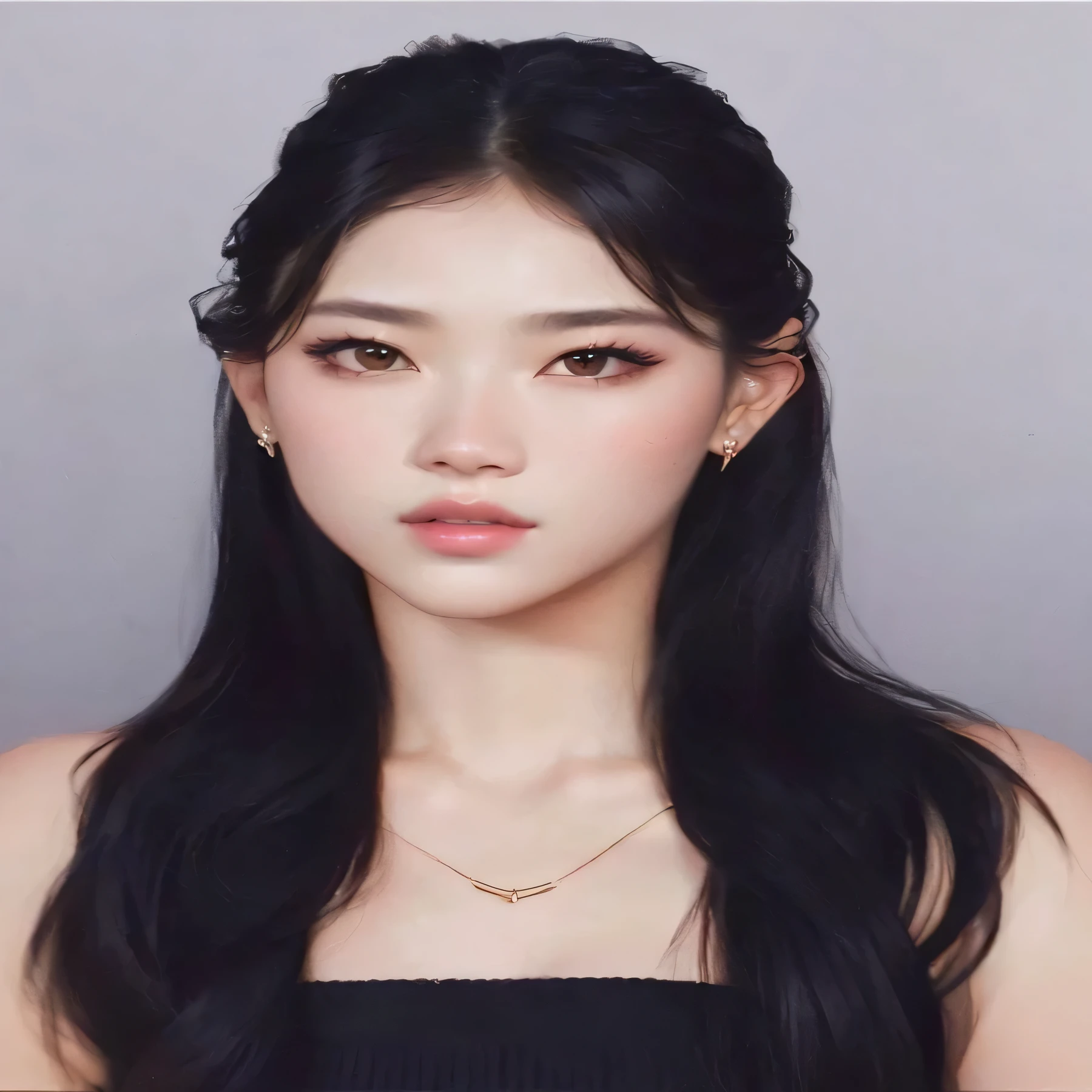 un primer plano de una mujer con cabello largo y negro que llevaba un top negro, jinyoung shin, portrait of jossi de blackpink, jaeyeon nam, retrato de jisoo rosa negro, female korean idol portrait, jossi de blackpink, Jisoo de Blackpink, jisoo de blackpink, Kim Doyoung, lee ji-eun, lee ji - eun, parque roseanne de blackpink
