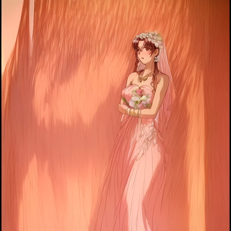 Tianyu_mist, Close-up of a beautiful bride in a wedding dress,Gurwitz,Blushing,Head flower,headgear,(Tube Top Wedding Dresses:1.5),(Silk dress:1.2),(Strapless Wedding Dress:1.5),Pure white dress,necklace,Earrings,(Large Breasts:1.3),necklace,Deep V Peach Heart Color Wedding Dress,bangs,bouquet,lipstick,(White long elbow gloves:1.3),(Bridal Veil:1.2),(Transparent short veil:1.2),Bust photo,High definition RAW color art,Tyndall phenomenon,front,Half Body