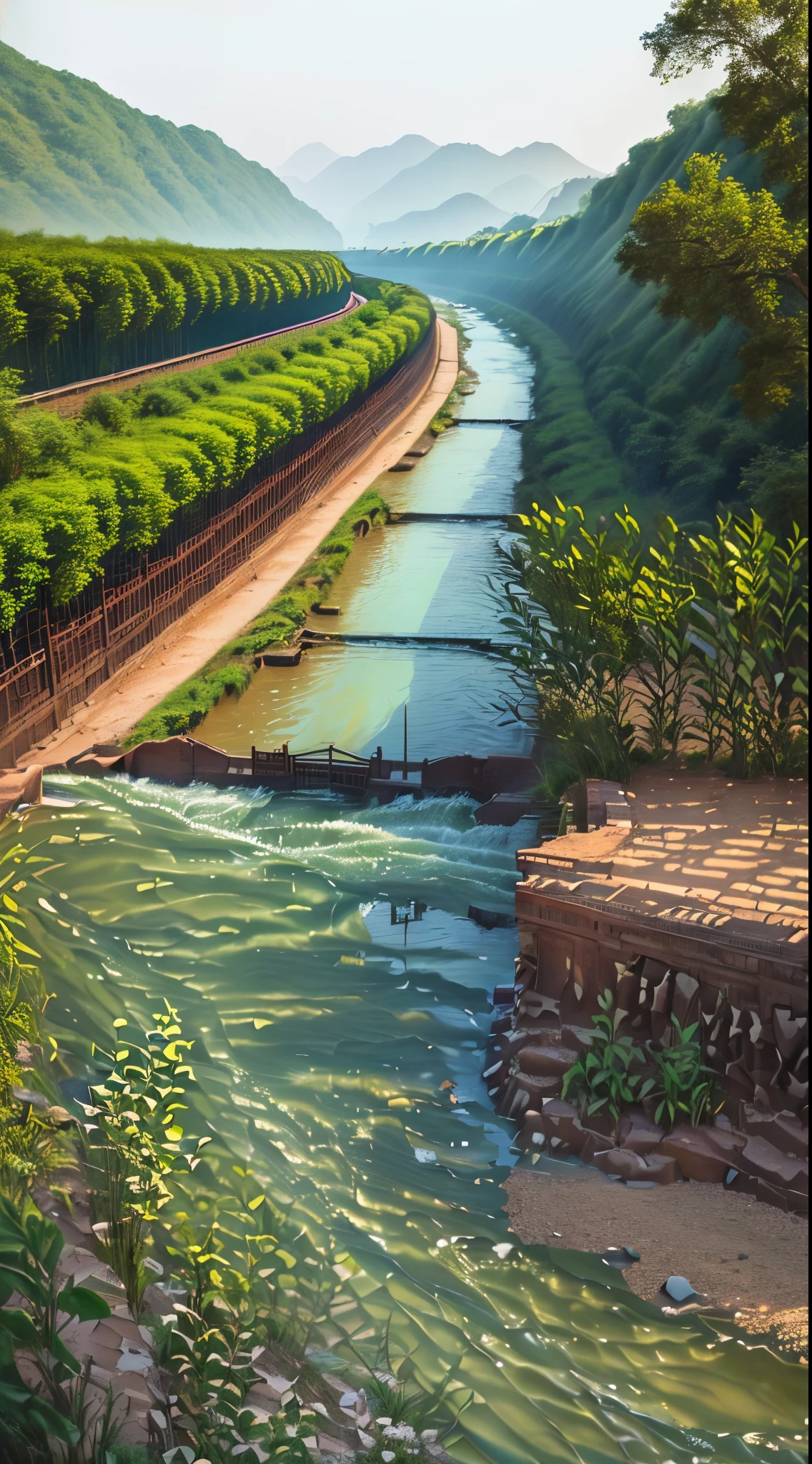 muddy embankment, Erosion channel river, ruanjia, , Baotou China, 4 0 9 6, The river is flowing, 480p, 4 8 0 points, High-quality photos, River with hanging plants, film Silk Road landscape