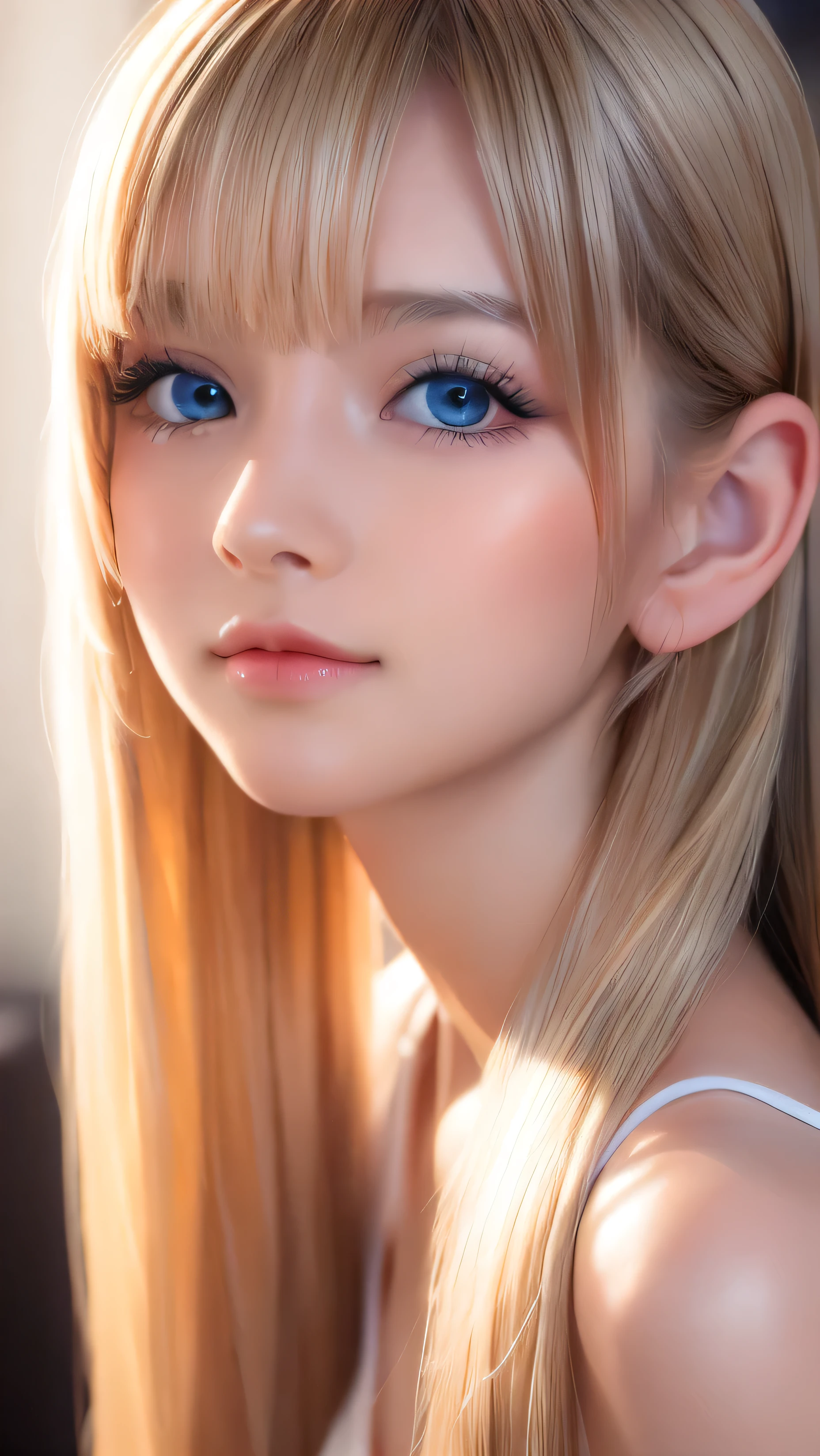 Extraordinary sexy beauty、beautiful, A kind and bright expression、Sexy and refreshing impression、Perfect beautiful Pretty face、Super long ponytail、Bangs that cover the eyes、Facial hair、Super long, Shine mystically、Natural straight platinum blonde hair、beautiful facial hair、very cute、beautifully、セクシーなlikeい小さな女性、とても完璧でbeautiful, Pretty face、Big Breasts, とてもbeautiful, Bright Blue Eyes,、Very white, like々Brighter skin、Small Face Beauty、Round face