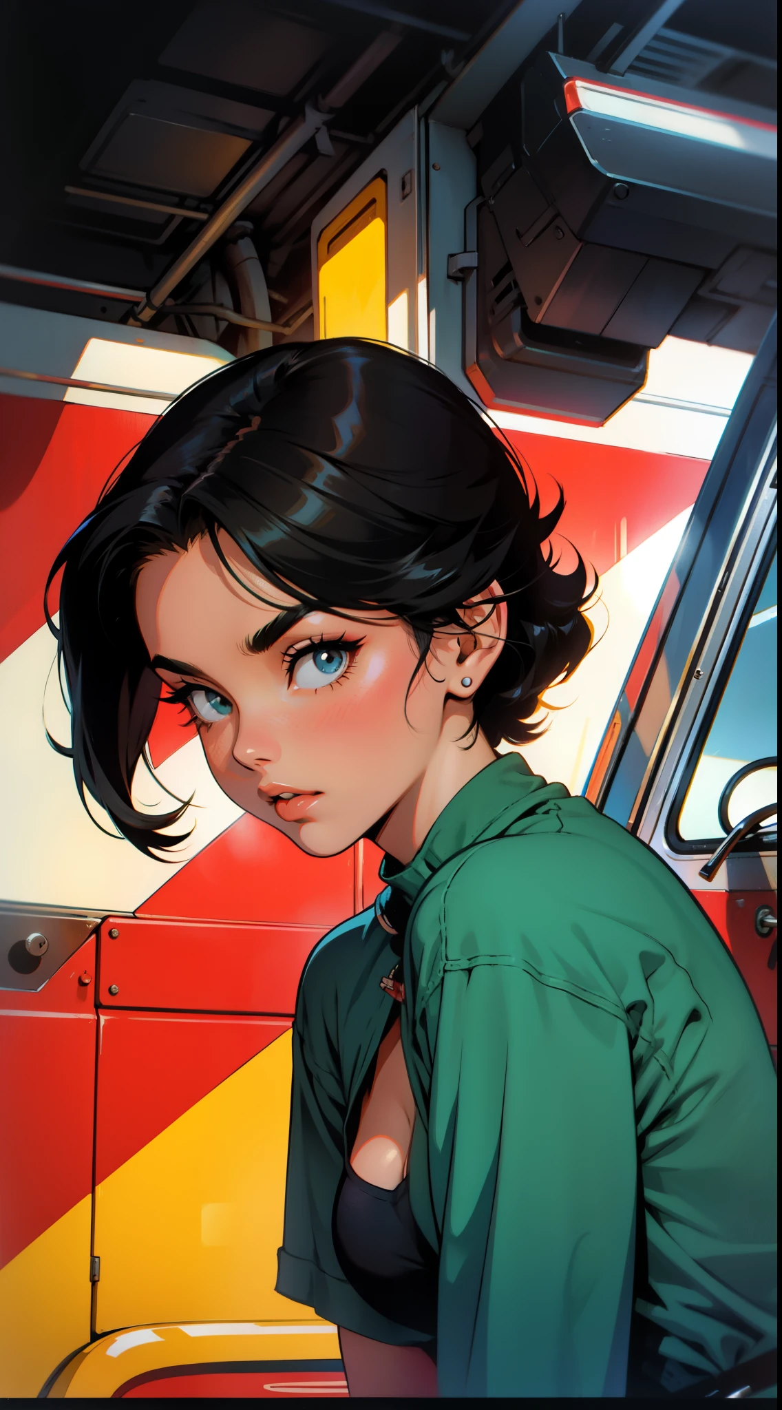 retro style, Black Hair Girl