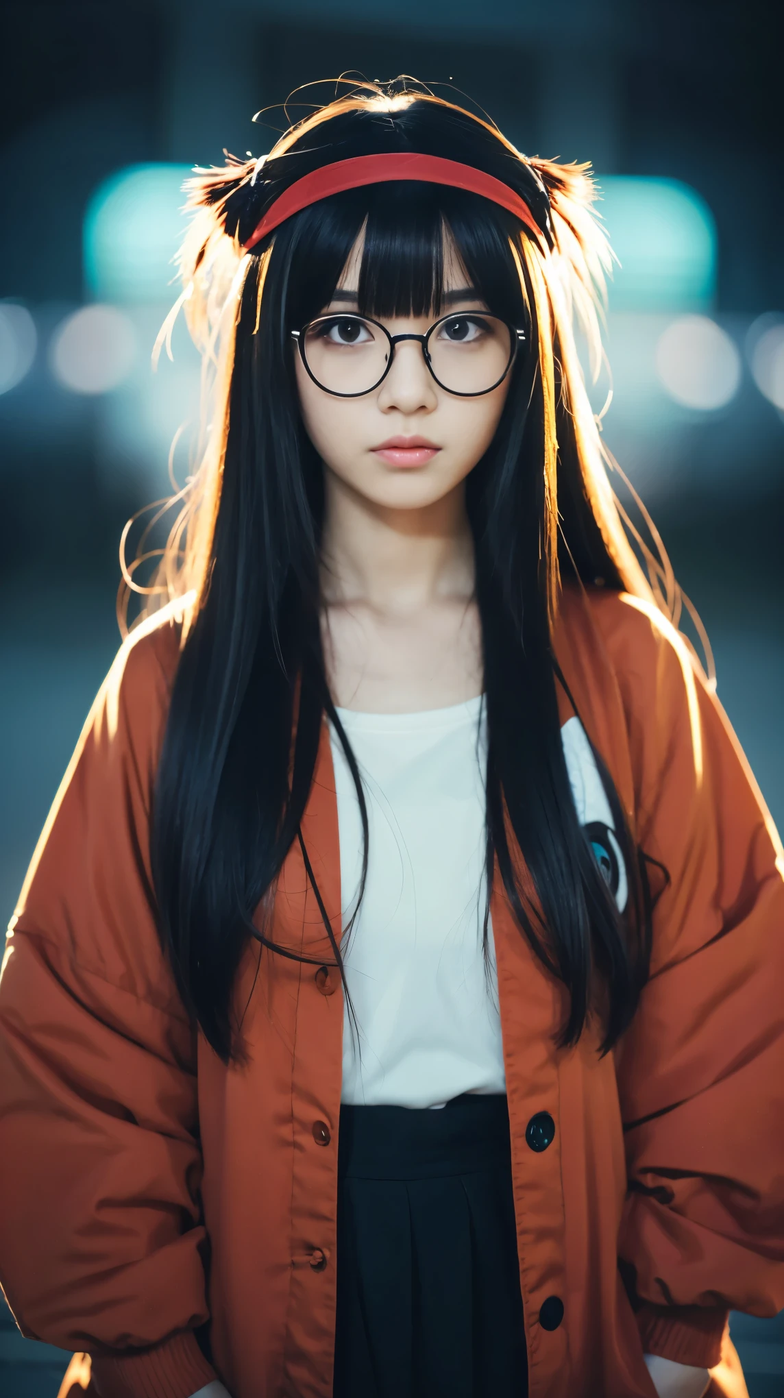 anime girl with glasses and long hair, anime visual of a cute girl, anime style. 8k, pin on anime, anime vibes, anime style 4 k, anime moe artstyle, anime aesthetic, anime girl desktop background, anime visuals, anime girl with real hair, ethereal anime, anime girl with long hair, beautiful anime portrait , anime , naruto, naruto anime, Sharingan background, at night, dark , Sharingan , Wearing Naruto's headband