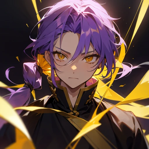 hair tied low、golden eyes、purple hair、male、golden eyes、yellow eyes、long hair、tied hair、ponytail、hair tied low、hair tied low、prince