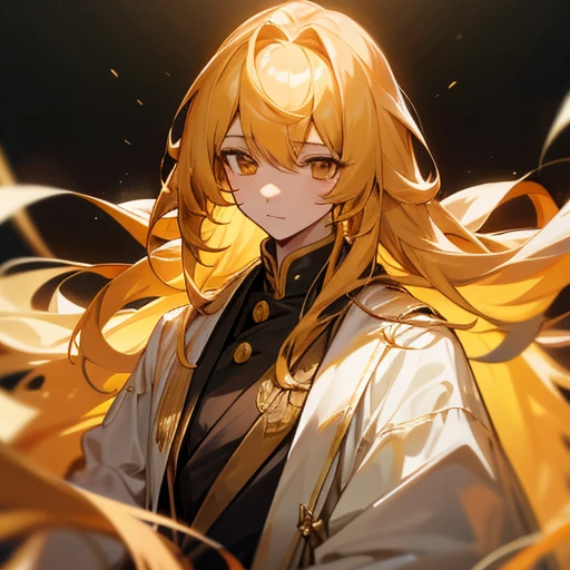 A boy with long golden hair, one side of his bangs stuck up, and golden eyes.、prince、I'm in despair、Dying Bleeding、