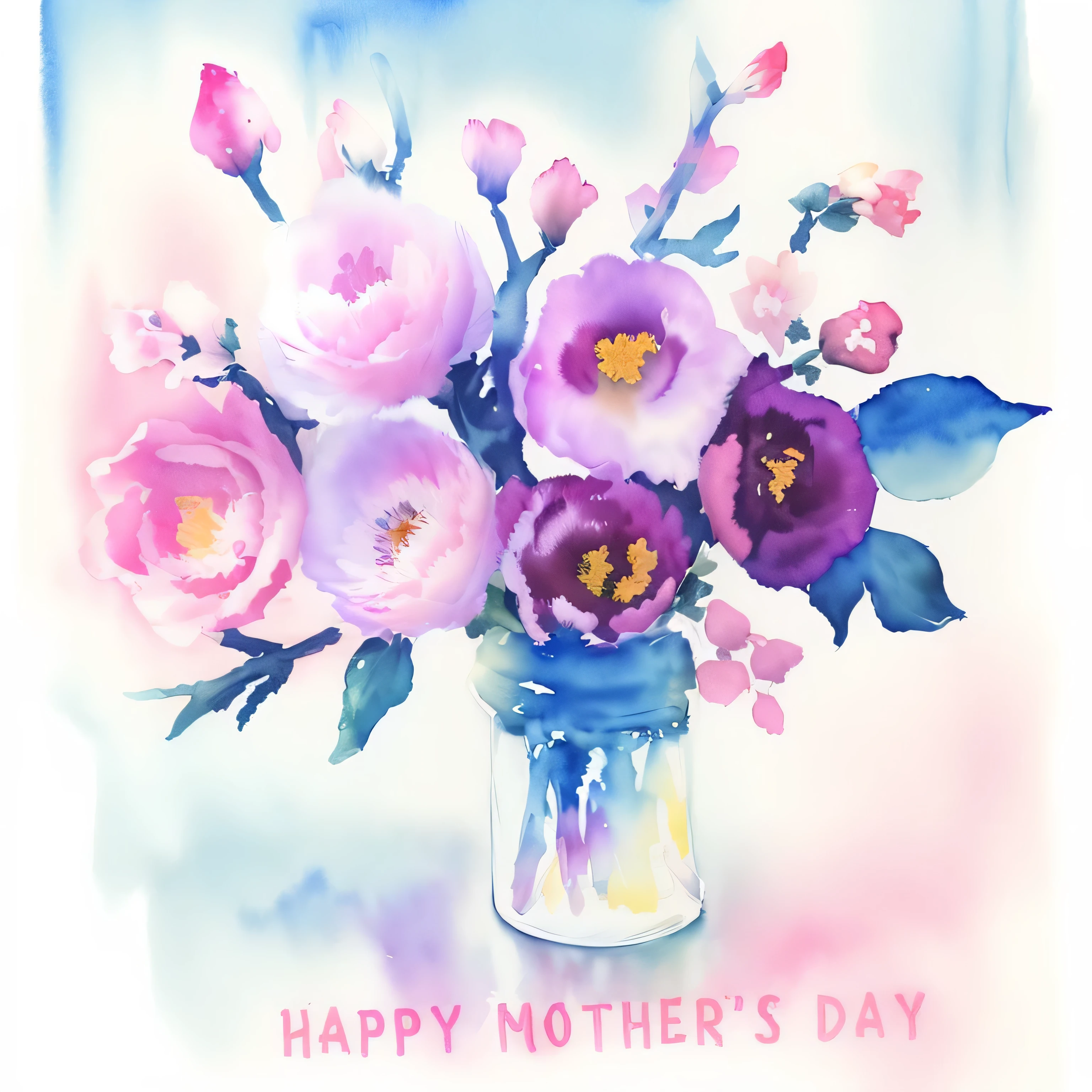 there is a watercolor painting of a bouquet of flowers, Watercolor masterpiece, accurately depicted, bouquet, theme, Masterpiece, 🎨🖌️, Mother, by Frances Jeter, Broad View, by Juliette Waitsman, illustration, Happy birthday, Adding Details, masterpiece', Motherly, by Helen Stevenson, Beautiful masterpiece, your mom, Greeting Card, masterpiece