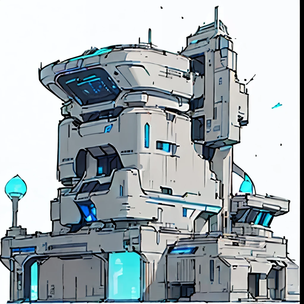 Close up of a building with blue lights on top, Futuristic outpost building, Sci-fi temple appearance, Detailed future architecture, cinematic architectural scale, Neo-futuristic highly detailed, futuristic palace, Futurist Base, Science fiction is very detailed, futuristic castle, Huge futuristic building, scifi base, Futuristic Kitbash, Huge futuristic temple city, Cyberpunk Architecture,monomer