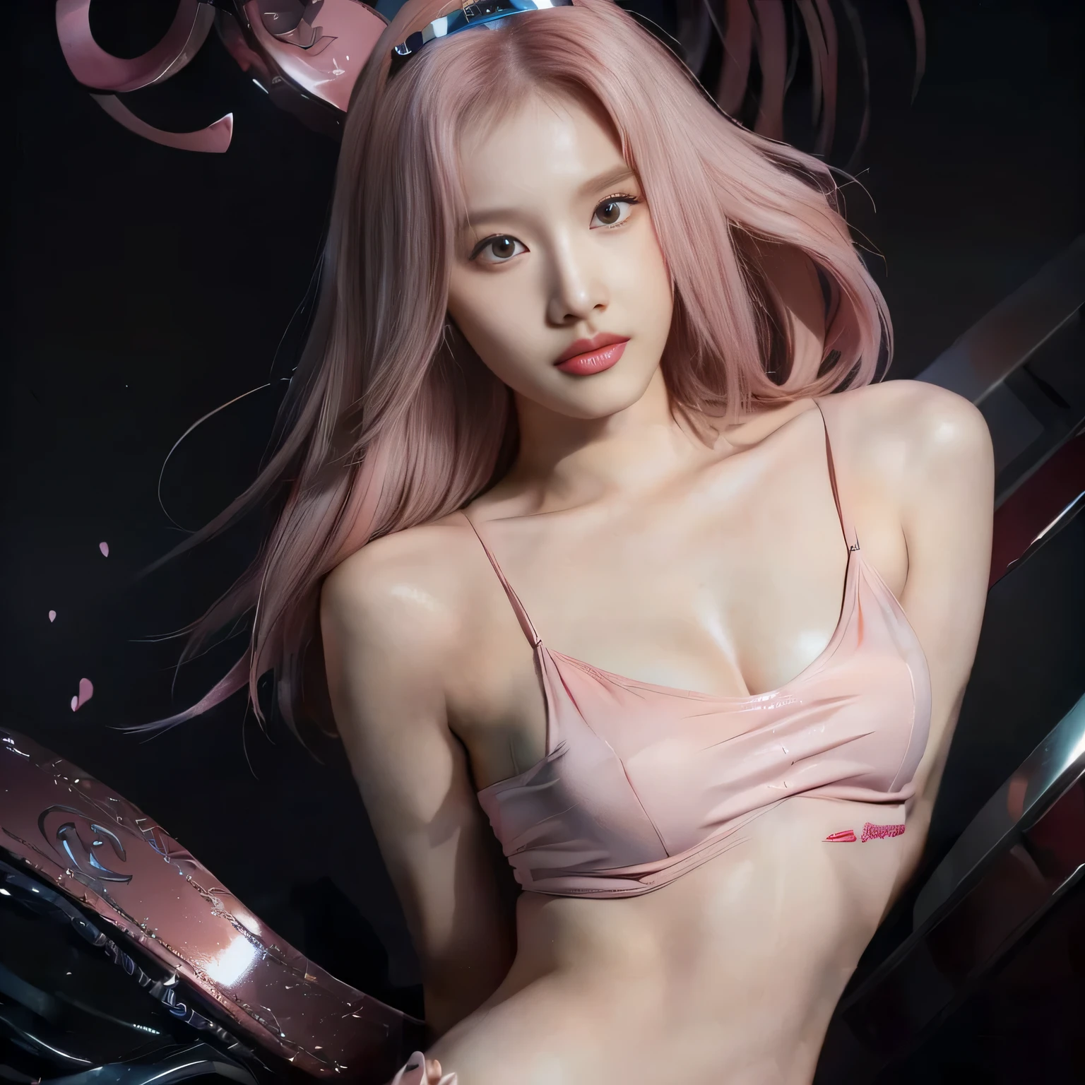 Hay una mujer de pelo rosa posando con un bikini rosa, ig model | tipo germen, chica anime cosplay, sakura haruno, chica anime seductora, tendencia en cgstation, piel suave y rosada, hermosa y seductora mujer anime, sakura haruno, chica anime en la vida real, ross tran 8k, tendencia en cgstation, extremely detailed tipo germen, muchacha rosada, Face Korean, Korean Woman, Korean Fem, K-pop group, K-pop Twice, Twice, Sana, Sana Face, Sana Twice, Minatozaki sana, Sana k-pop