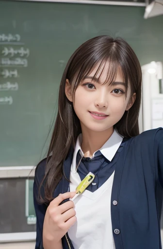 One girl, Happy, smile, (At the supermarket:1.2), ((school uniform:1.2)), RAW Photos, (photoRealistic:1.37, Realistic), Highly detailed CG integrated 8K wallpaper, View your viewers, (((Straight from the front))), (high qualityスキン:1.8, Shiny skin), 8K Ultra HD, Digital SLR, Soft lighting, high quality, Film Grain, Fujifilm XT3, ((Upper Body:1.6)), (Professional Lighting:1.6)