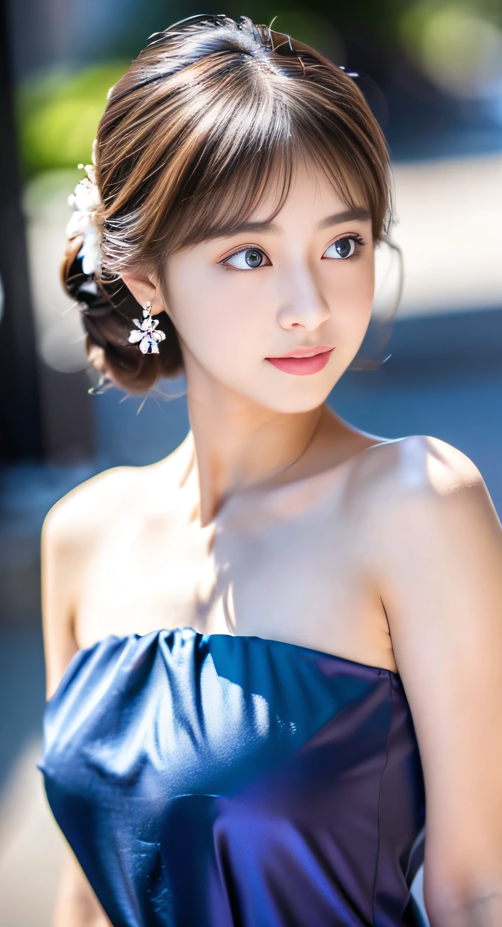 (32k,Very high resolution, High Detail, Highly accurate,Pretty Girl 1:1.5),original photo & Realistic atmosphere,Beautiful deep blue eyes,detailed mouth,Glossy lips,Detailed eyebrows,Soft and fair skin,Every detail sparkles,,The eyes are drawn in great detail、Very beautiful eyes,Blue eyes,Delicate lips、Very beautiful face,Good face shape、Lifelike face,shiny beautiful lips,Beautiful eyebrows,Infinite Reality,Best Design,(Super cute Japanese ,Beautifully shaped breasts,very cute beautiful girl,,healthy body,Outstanding style:1.5),Best Natural Makeup,Japanese,Korean Idol,Young sexy idol,Moist eyes,Dark beautiful deep eyes,Beautiful ass,:1.3),Ultra-high resolution、Natural and realistic face,The eyes are so cute,(((Photorealism,Take full-body photos))),reality show,(fashionable, Luxurious and voluminous earrings,A necklace,A bracelet,Jiulu,Glossy Nail Art,Gorgeous dress,Luxurious Court,White G intensity,High heel,Hair accessories,Calm and fashionable girl,Shiny Brown Hair,bizzare hairstyle ,solo,,Little Smile,Full Body Esbian,Show your whole body fashion,Red carpet, A gorgeous dress you won't forget after one look,the only beauty,cute 15 year old ute 15 year old girl:1.7),Rnight