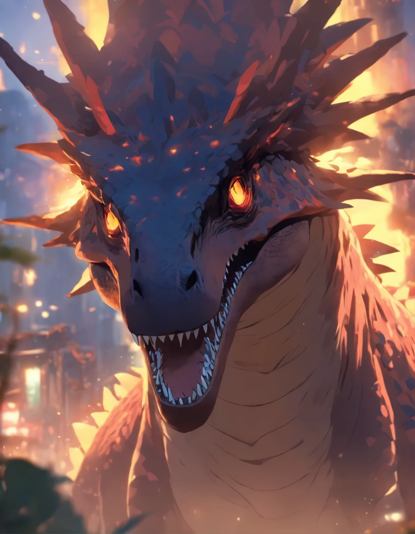 a close up of a dinosaur with a crown on its head, concept art by Aleksi Briclot, trending on cgsociety, fantasy art, 🌺 cgsociety, hyper realistic fantasy monster, the hydra from path of exile, cgsociety ), giant kaiju dragon monster, rending on cgsociety, highly detailed cgsociety, ancient creature, the best on cgsociety