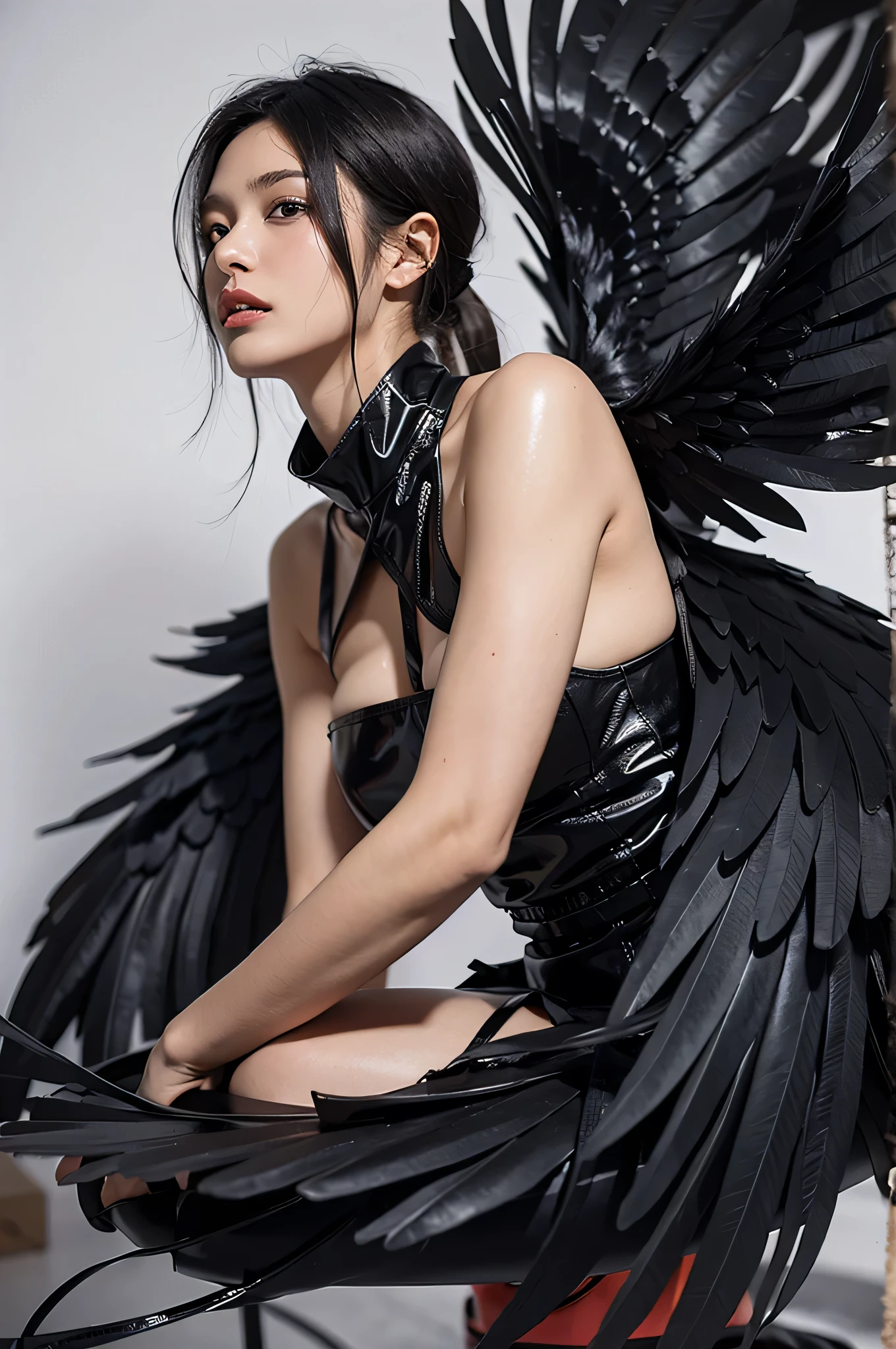 Demon Lord, (Silhouette:1.5), (Realistic picture, highest resolution, 16k), ((She has 12 wings on her back.:1.5), (6 white wings:1.5) and (6 black wings:1.5)), ((She has 12 wings on her back..:1.5), Swap wings between angel and devil, Alternate the wings between white and black., (12 white wings:1.5) and (12 black wings:1.5)), (have many wings, wings separated, There are 12 wings on her shoulders.:1.4, เทพเจ้าจอมมารที่มีปีกกว้างandมีพลังมหาศาลอยู่บนไหล่ของเขา, Add dynamic wings), (12 wings on shoulders:1.6), (Beautiful girl with two meter long hair, striking long hair, Beauty that comes from long hair, long black hair), (Smooth white skin, Smooth white skin, Smooth white skin), (Lips are very red..,), ((stand, That&#39;s finished.)), (large breasts, big breast, The breasts are soft and fluffy., Plump breasts, A gigantic rift, large breast), (Thin body, Flat stomach, small waist, hips raised, small thighs, Long legs), (Dynamic posts), (Female height 172 centimeters), (perfect proportions, Anatomically correct, proportional anatomy), (Full body, เหมือนFull body, see the whole body.., Visible in every part of the body), (Holy Armor), (powerful wings, 12 bat wings:1.6, gigantic wings), (scene, ความdark, ในที่dark, deep shadow, dynamic light, Take realistic photos, background, dark, at night), The magic circle is behind.., จักรวาลที่darkมิด, Wings that shine by themselves, ((12 wings on shoulders)), Twelve wings on the back, Full body, Look from head to toe, She&#39;s boasting.., naked body, just, not wearing clothes, see  and pussy, perfect body, flawless, highest level angel, Demon level MAX, The devil has twelve wings., The twelve wings are clear.., There are have many wings on the back., The Devil's back has have many wings., stand on the air, There is light in the palm of the hand., in bright red eyes