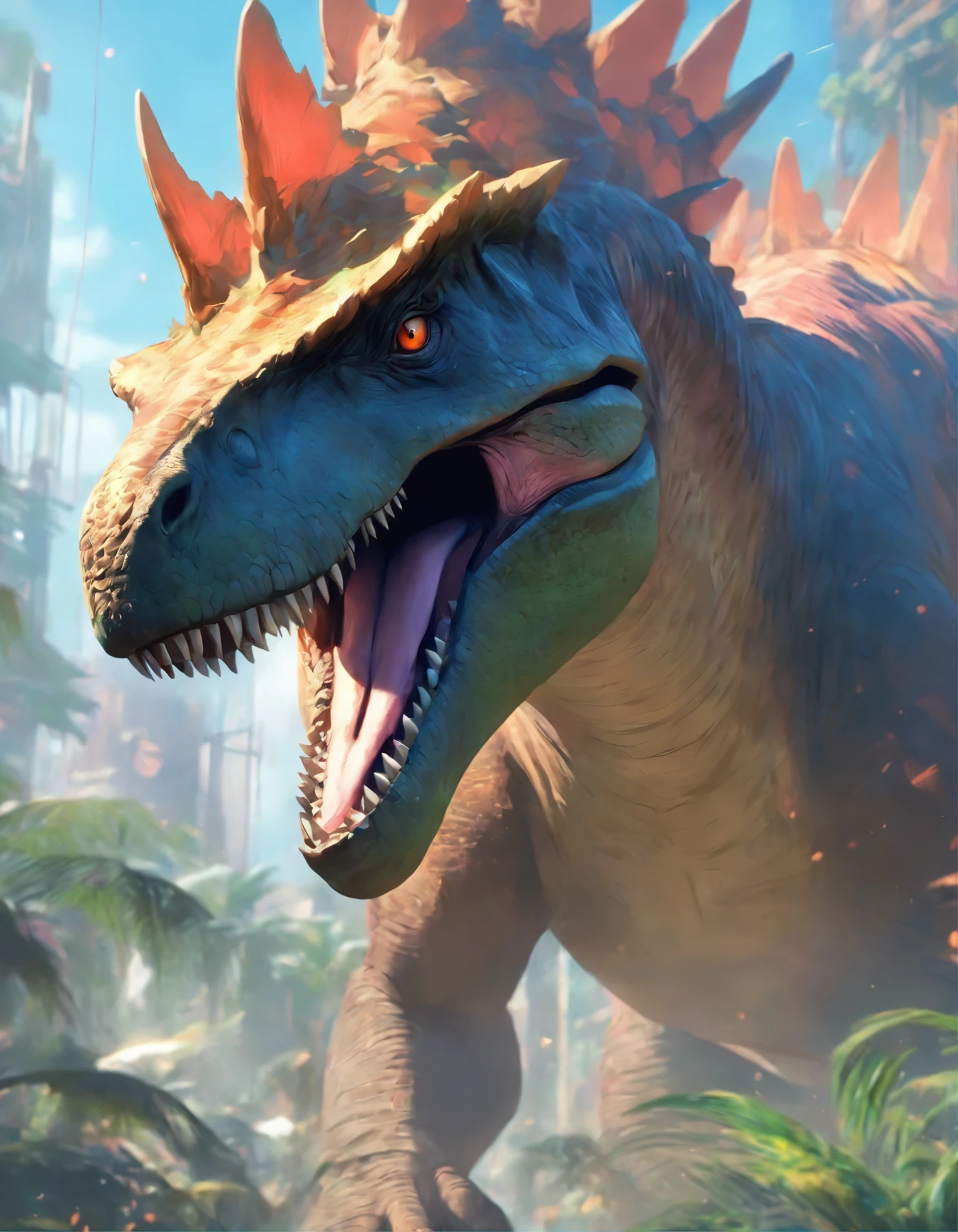 a close up of a dinosaur with a crown on its head, concept art by Aleksi Briclot, trending on cgsociety, fantasy art, ๐บ cgsociety, hyper realistic fantasy monster, the hydra from path of exile, cgsociety ), giant kaiju dragon monster, rending on cgsociety, highly detailed cgsociety, ancient creature, the best on cgsociety