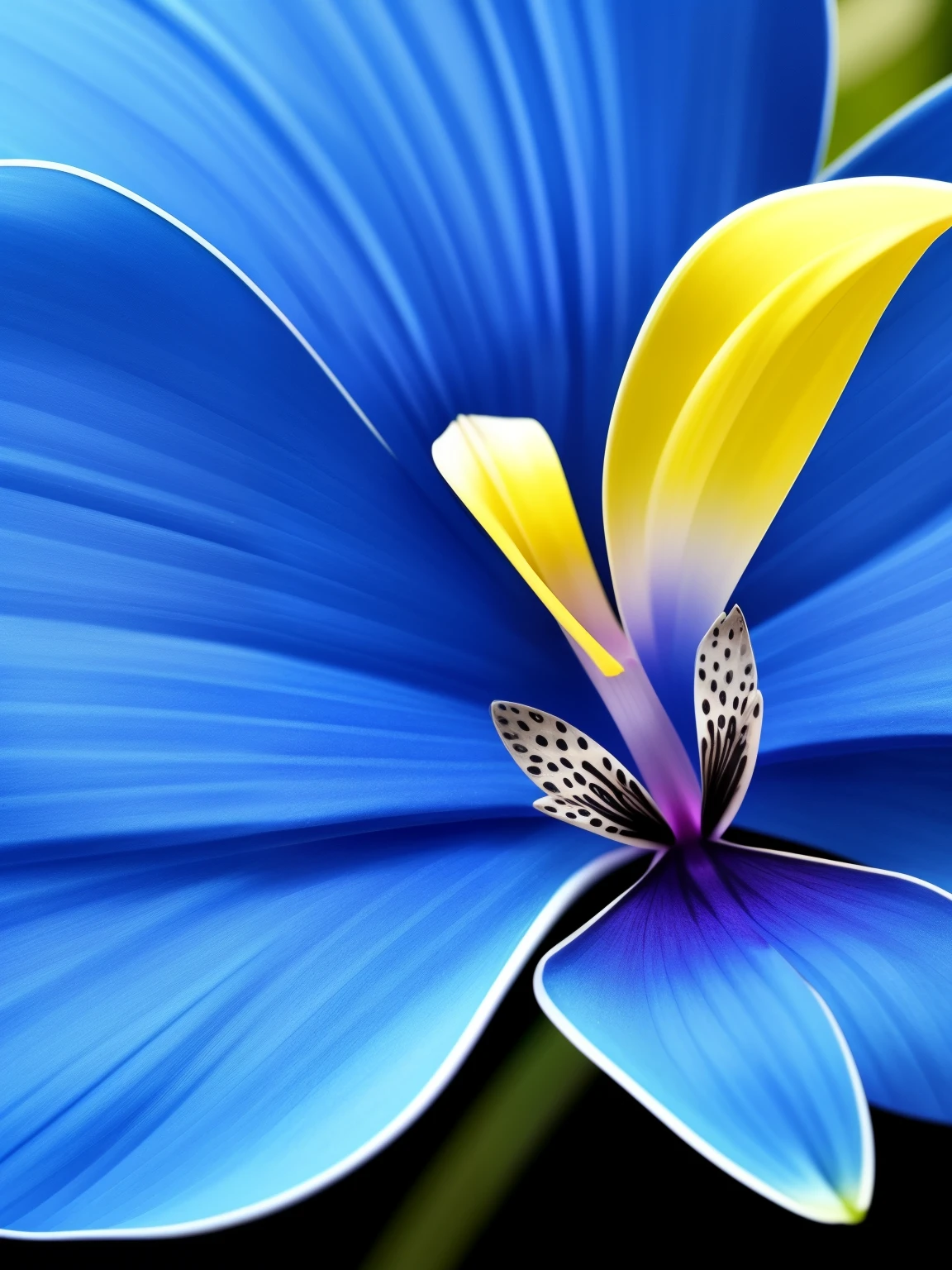 a close up of a blue flower with a budding, rich blue colors, beautiful black blue yellow, vibrant blue, beautiful detail and color, rich blue color, blues. beautiful, blue and black color scheme)), beautiful!!!!!!!!!, orchid, glowing blue, rich azure tones, vibrant but dreary blue, blue flowers, beautiful flower, an orchid flower, beautiful detail