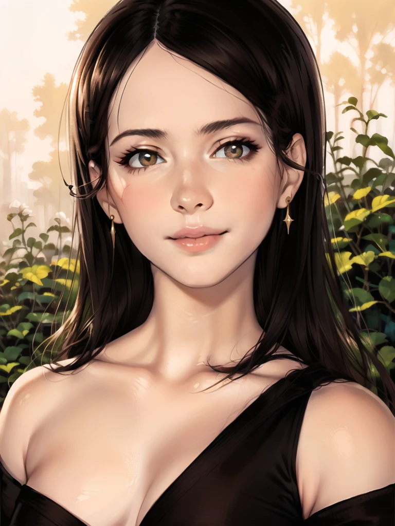 a sensual, nude young woman, beautiful detailed eyes, beautiful detailed lips, extremely detailed face and skin, long eyelashes, graceful pose, soft lighting, photorealistic, 8k, high quality, cinematic, elegant, chiaroscuro lighting, warm color tones, dramatic lighting, serene atmosphere, natural setting, lush greenery, blooming flowers, (best quality,4k,8k,highres,masterpiece:1.2),ultra-detailed,(realistic,photorealistic,photo-realistic:1.37)