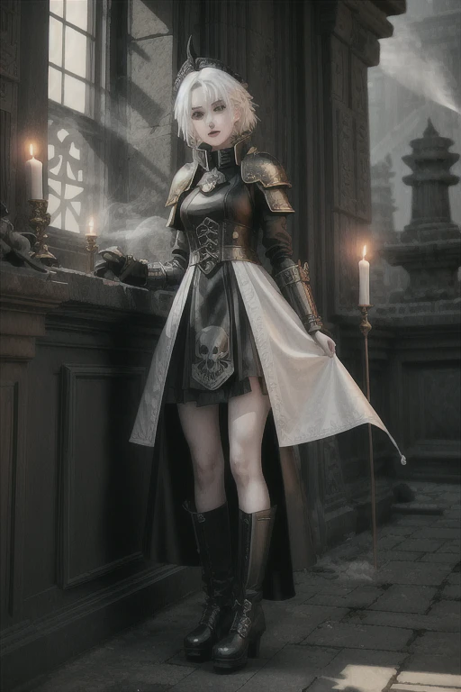 a pale girl in a red dress, looking at the viewer, white background, simple background, emaciated, Bony, lady maria, (best quality,4k,8k,highres,masterpiece:1.2),ultra-detailed,(realistic,photorealistic,photo-realistic:1.37),oil painting,cinematic lighting,dramatic atmosphere,striking pose,piercing gaze,elegant,haunting,melancholy,chiaroscuro,muted colors,somber,gothic