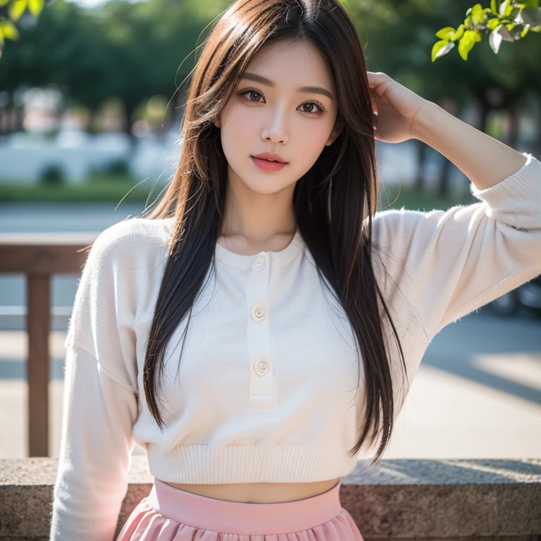 1 Girl,roadside,Soft Light,Chinese Beauty,Long skirt,Dark-haired