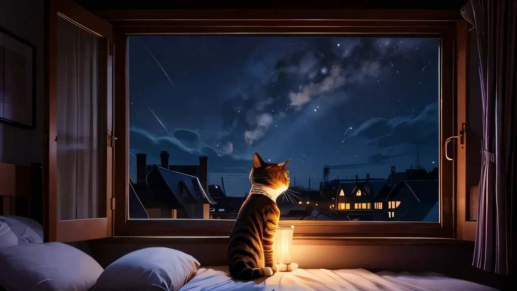 the cat's head is facing the street