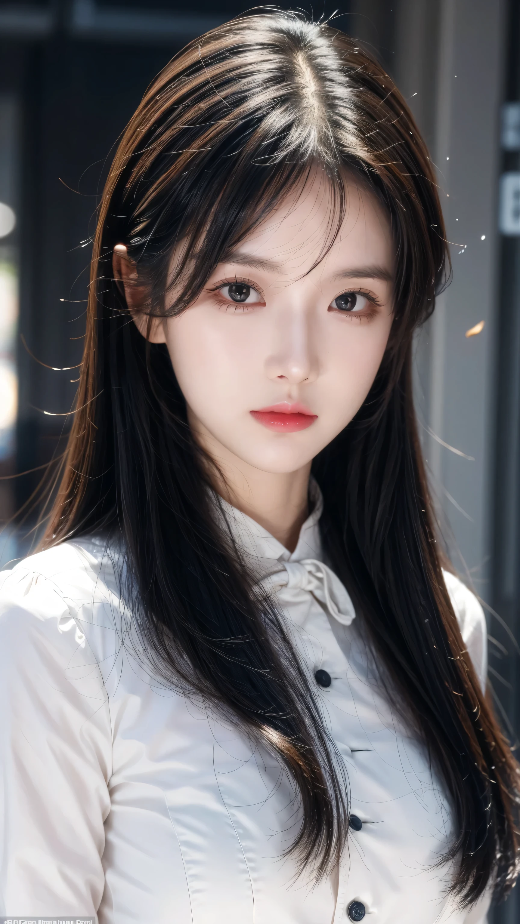 (masterpiece:1.2, best quality), 1. Ms., night, Solitary, photoPractical, Science fiction film, Science fiction, Science fiction, war, Upper Body, Small Breasts, focus on face, Practical, Pastel Painting, robust, clever, Sensual, Delicate eyes (A terrifying expression, Brown eyes) Very detailed, Black long hair, Best CG, (wearing German red 2 world war general uniform), army, Area force,  The Greatness,