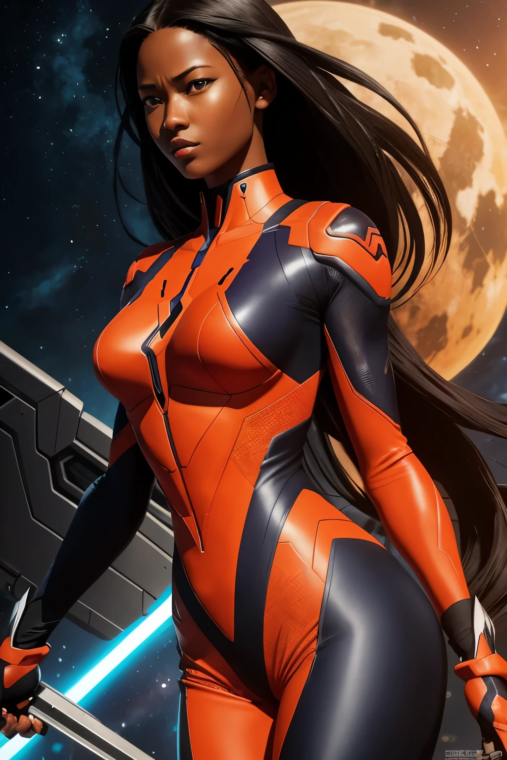 Realistic, Evangelion + Xmen characters featuring a moor woman with dark skin, meticulously crafted in highest resolution, boasting intricate details and shapely curves. These characters, inspired by anime and comics, come to life with intense realism. Each detail, from their facial expressions to their clothing textures, is rendered with exquisite precision, creating a visually stunning and immersive experience. Their dynamic poses add depth and energy to the scene. This style of Asian-realistic art is becoming increasingly popular, with its photorealistic qualities and rich detail.

Realistic, Evangelion + Xmen characters, Moor Woman with dark skin,
Highest resolution