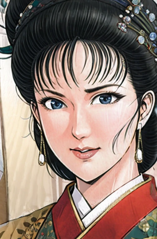 (best quality), (very aesthetic), (ultra-detailed), (best illustration),NSFW,a mature female,Perfect Face,Suikoden,Mrs. Lin,(full_nude),(full_body),big breast,big nipple,red cheek,(troubled face),Sweating,skinny, take off chinese traditional clothes,chinese traditional style bed,