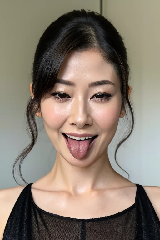 Beautiful Japanese actresses,(photo Realistic:1.4), (hyper Realistic:1.4), (Realistic:1.3),Very detailed,Eyelashes High resolution eye depiction, Keep your eyes clearly focused, Nose and mouth,Face Focus, Woman with open mouth and closed eyes, Completely naked、Age 35,Black-haired、Symmetrical face,Realistic nostrils、Angle from below、Elongated C-shaped nostrils,,,White Background、((Sweaty skin))、Lighting that accentuates skin that shines with sweat、((Nose hook))Skin shiny with sweat、((Shiny skin))、((Wet and shiny tongue))、Attractive body,Beautiful breasts,((Life,floor))Beautiful breasts,((dance ,Sexy Dress)),