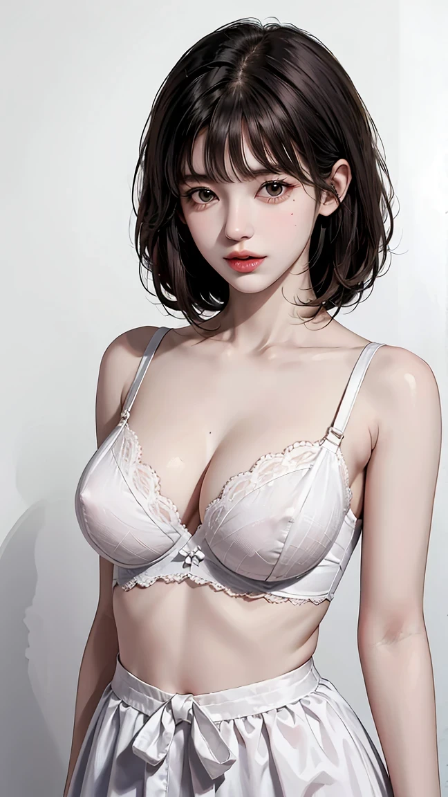 SFW, photograph, highest quality, High resolution 8K,The most beautiful teens,************, White skin, Very detailed, Messy Short Hair, Beautiful black hair with bangs、Perfect body, Tone up,Vibrant and exotic, erotic, , Big Breasts,Tight waist, Big butt is very detailed, Bodysuiticro lingerie, Wear a bra,((Tight waist)), young asian girl, ((Big Breasts)),