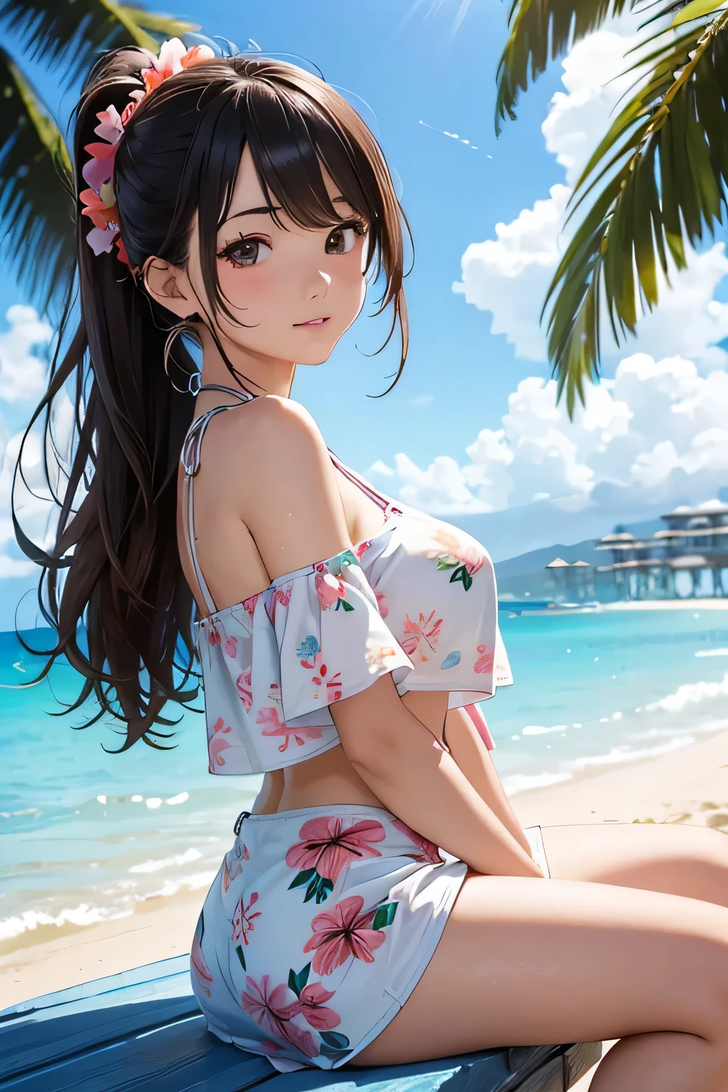 highest quality、High resolution、Detailed Background、(Beautiful face in every detail:1.4)、Anatomically correct、(Draw the usual number of fingers:1.2)、(Detailed facial expressions)、(Detailed eyes:1.2)、(Detailed eyes:1.2)、Beautiful, smooth skin、age beauty、(Three Women)、(Huge breasts:1.3)、(Highly detailed face:1.4)、Brown Hair、Black Hair、cute hair color、ponytail、Bobcut、Braided long hair、Wavy Hairstyle、well-groomed eyebrows、Perfect body line、Cowboy Shot、
(A girl enjoying an overseas resort:1.5)、
Try your hand at surfing for the first time on Waikiki Beach with a colorful surfboard and a cute surfer girl wetsuit.、By joining a surfing school, you can experience the joy of riding the waves under professional guidance.、
Hawaiian shirts, famous in Hawaii, are characterized by their vibrant colors and patterns.、
Find a Hawaiian shirt with a cute pattern that suits your taste at shops and markets around town.、You can also wear matching kimonos with your partner and take memorable photos.、
Hawaiian jewelry is attractive for its beautiful designs and local atmosphere.、
Take part in classes and workshops to create your own original Hawaiian jewelry.、
You can make unique accessories using materials such as pearls and coral shells.、
Hawaii's resorts have spas set amid beautiful nature、
Relax with luxurious treatments like Hawaiian massage and flower baths、You can also enjoy the beautiful scenery while relaxing in the resort's pool or hammocks.、
A lightweight dress and sandals perfect for the beach or walking around town、Choose a dress in pastel colors or floral patterns、
We also recommend pairing an oversized T-shirt with denim shortatch your sneakers、
Pair a pretty bikini with a floral or colorful cover-up dress for beach fun.、
Pairing a cool off-the-shoulder top with denim shorts is also stylish.、
You can add accessories such as hats, sunglasses and beach bags to make your outfit even cuter.、
Maxi dresses are popular in resort areas and are an item that accentuates femininity.、
Pair a maxi dress with sandals for a resort feel.、
Add small items and accessories、cute