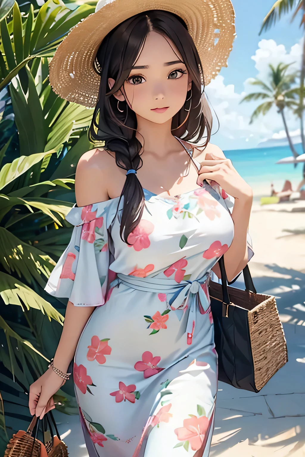highest quality、High resolution、Detailed Background、(Beautiful face in every detail:1.4)、Anatomically correct、(Draw the usual number of fingers:1.2)、(Detailed facial expressions)、(Detailed eyes:1.2)、(Detailed eyes:1.2)、Beautiful, smooth skin、age beauty、(Three Women:1.2)、(Huge breasts:1.3)、(Highly detailed face:1.4)、Brown Hair、Black Hair、cute hair color、ponytail、Bobcut、Braided long hair、Wavy Hairstyle、well-groomed eyebrows、Perfect body line、Cowboy Shot、
Hawaiian shirts, famous in Hawaii, are characterized by their vibrant colors and patterns.、
Find a Hawaiian shirt with a cute pattern that suits your taste at shops and markets around town.、You can also wear matching kimonos with your partner and take memorable photos.、
Hawaiian jewelry is attractive for its beautiful designs and local atmosphere.、
Take part in classes and workshops to create your own original Hawaiian jewelry.、
You can make unique accessories using materials such as pearls and coral shells.、
Hawaii's resorts have spas set amid beautiful nature、
Relax with luxurious treatments like Hawaiian massage and flower baths、You can also enjoy the beautiful scenery while relaxing in the resort's pool or hammocks.、
A lightweight dress and sandals perfect for the beach or walking around town、Choose a dress in pastel colors or floral patterns、
We also recommend pairing an oversized T-shirt with denim shortatch your sneakers、
Pair a pretty bikini with a floral or colorful cover-up dress for beach fun.、
Pairing a cool off-the-shoulder top with denim shorts is also stylish.、
You can add accessories such as hats, sunglasses and beach bags to make your outfit even cuter.、
Maxi dresses are popular in resort areas and are an item that accentuates femininity.、
Pair a maxi dress with sandals for a resort feel.、
Add small items and accessories、cute