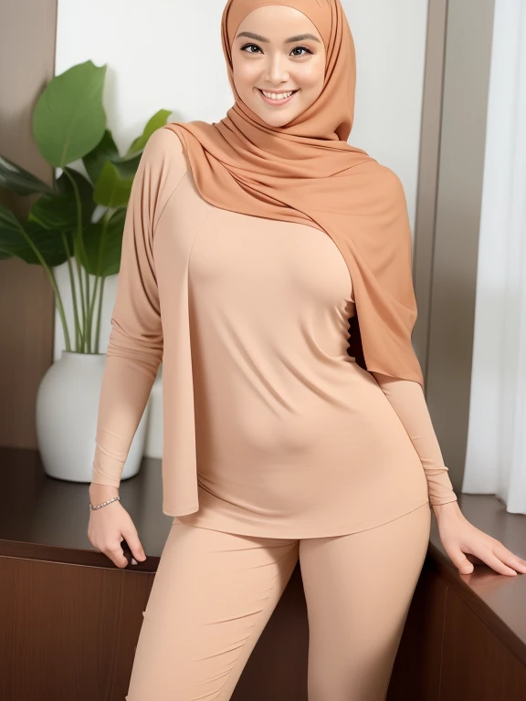(masterpiece: 1.4), (8K, Reality, RAW photograph, best quality: 1.4), beautiful detailed eyes, (real skin:1.3), Beautiful skins, Attractive, high resolution, Ultra photo realism, (Detailed: 1.4), oversized white sweatshirt:1.7), (slim body:1.5), (Erect nipple:1.5), (sweat), (dynamic pose:1.5), (on the bed kneeling:1.2), no pants, (Skin color that can be seen through panties:1.4), (spread legs wide open:1.2), camel toe, (full body), ((show face)), (smiling)
