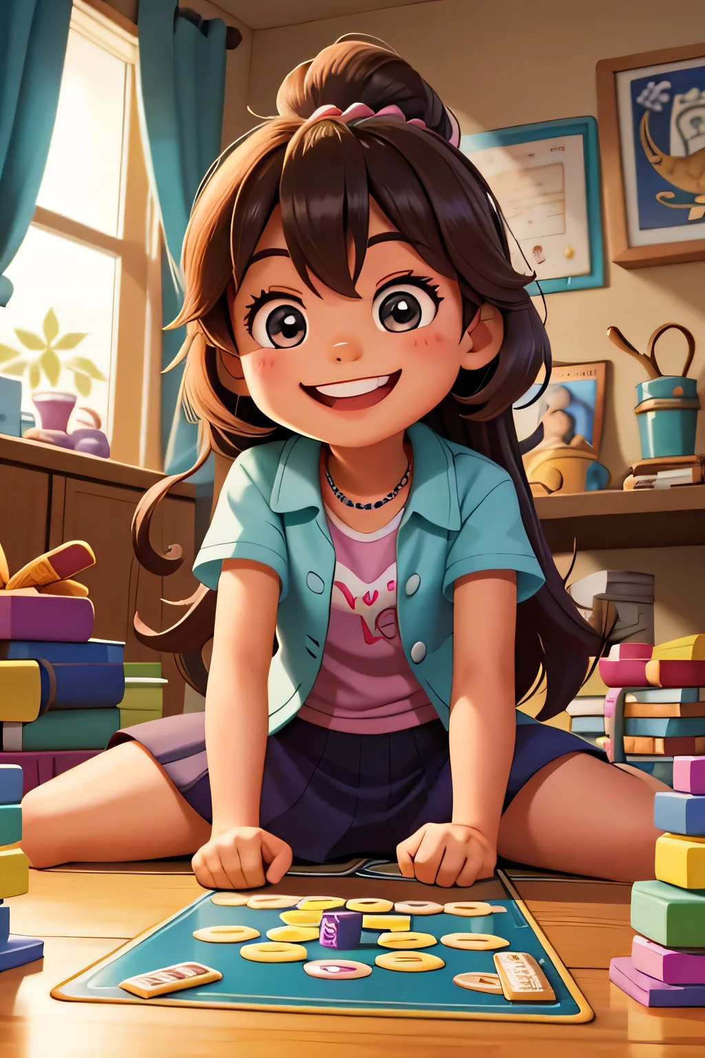 Lulu sits at home, surrounded by family, as they play board games together. Her laughter fills the room, and her smile shines brighter than any spotlight.