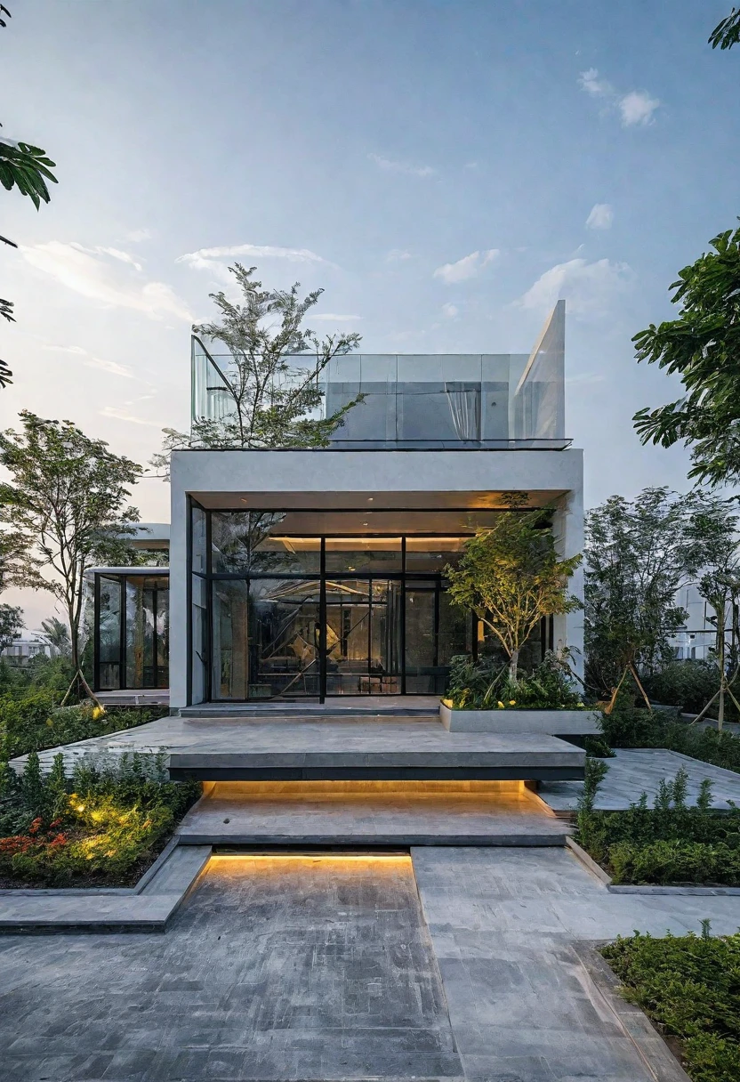 House,glass window, high quality architectural art, architecture art, architectural illustration, contemporary architecture, mono,beautiful and realistic photos, busy surrounding space, realistic trees, surrounding landscape is the city, soft light, late afternoonchrome drawing, realistic architecture, architectural rendering, architectural sketch, in style of zaha hadid architect, architectural concepts, architectural concept, rounded architecture, architecture drawing, artistic drawing, exquisite architecture, beautiful artist rendering, architectural render