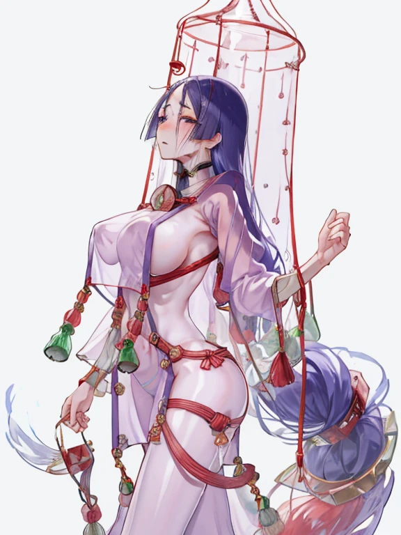 Minamoto no Yorimitsu, clad only in a very thin, transparent cloth、Wet and transparent fabric、Accurate human body,one leg up,hate face,tears,sigh,blush,low angle,peeing