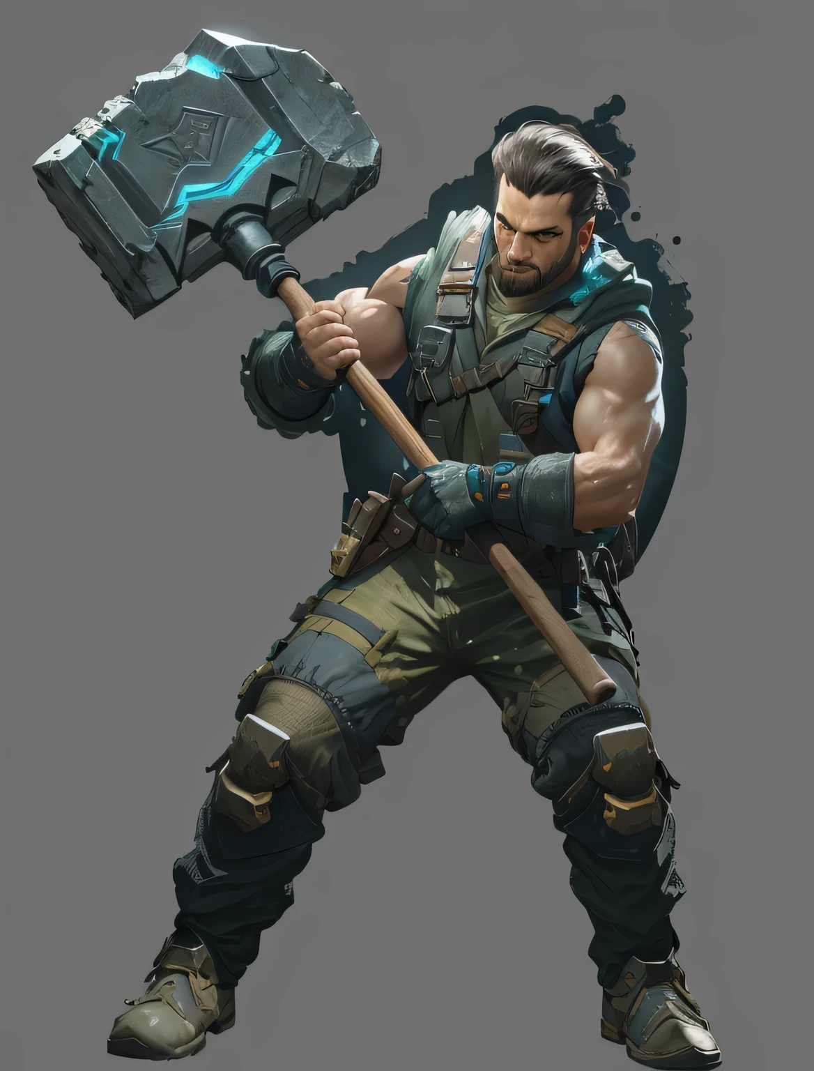 Arawd man holding a sledgehammer, Video game character concept, Similar to Ernest Khalimov's concept art, 3D character concept drawing, 3D Rendering Character Art 8K, epic scifi character art, epic scifi character art, Expert High Detail Concept Art, 8k character concept art, 8k character concept art, game character concept art