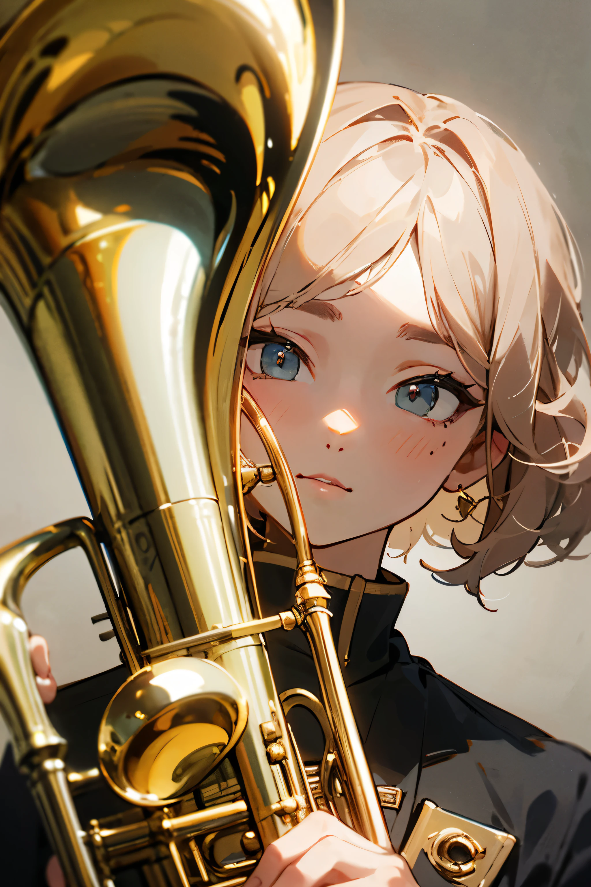 ((best quality)), ((masterpiece)), (detailed), perfect face. Face based on a mellophone