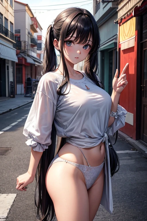 obra de arte, melhor qualidade, HuTaoV4, 1 garota, Sozinho, corar, twintails, Cabelo longo, cabelo entre os olhos, ((roupas de rua)), cidade, ao ar livre, noite, Movie poster, 8K extremamente detalhado, suave, high resolution, ultra qualidade, cinematic lighting, Ambient Occlusion, High definition, 2k, 4K, 8k, 16K, anime extremamente detalhado, rostos detalhados, perfect composition, plano amplo, Atmospheric lighting, muito sexy, saia elevadora, random lumbar angle, sem censura, NSFW, sem censura