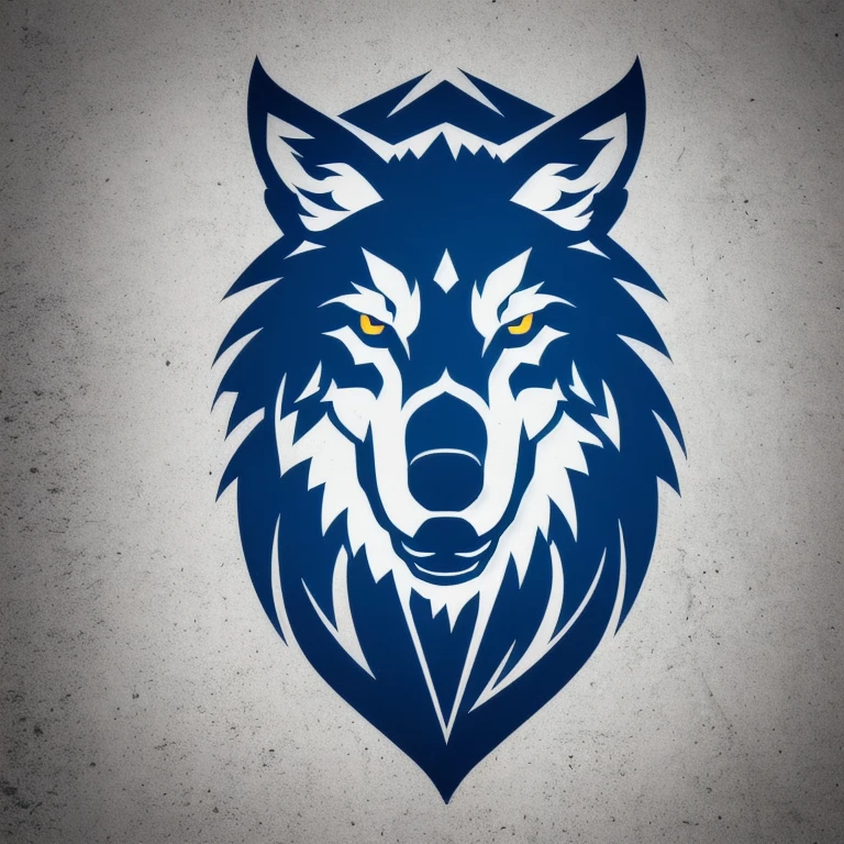 Logo mit TEAM WOLVES-Schriftzug, wolf line art logo, Schwarzer und dunkelblauer Hintergrund, Hellblau, minimal und solide — WOLVES