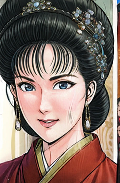 (best quality), (very aesthetic), (ultra-detailed), (best illustration),NSFW,a mature female,Perfect Face,Suikoden,Mrs. Lin,(full_body),big breast,red cheek,Sweating,skinny, chinese traditional clothes,chinese traditional style bed,Has a surprised look on his face,Aori perspective composition,