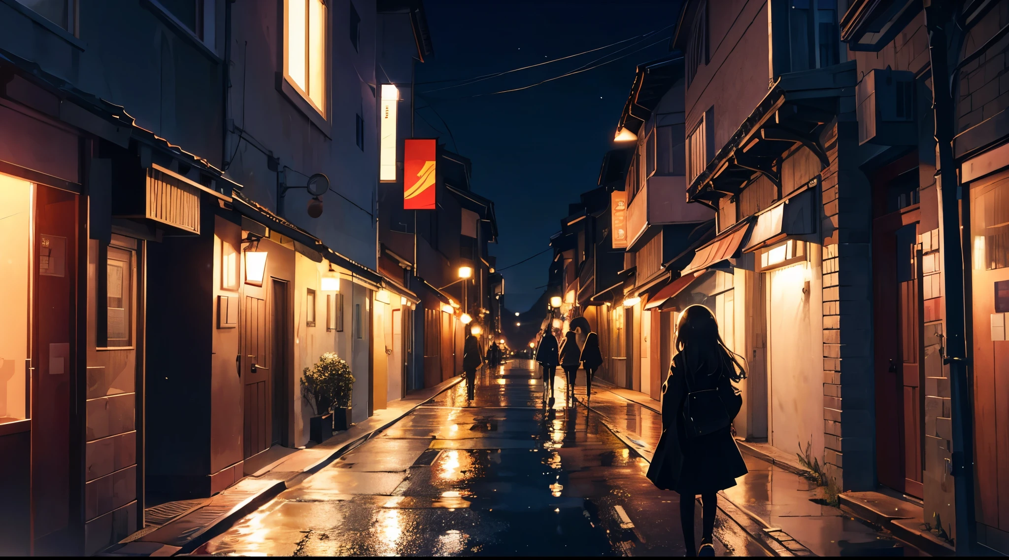 A girl walking home in the evening