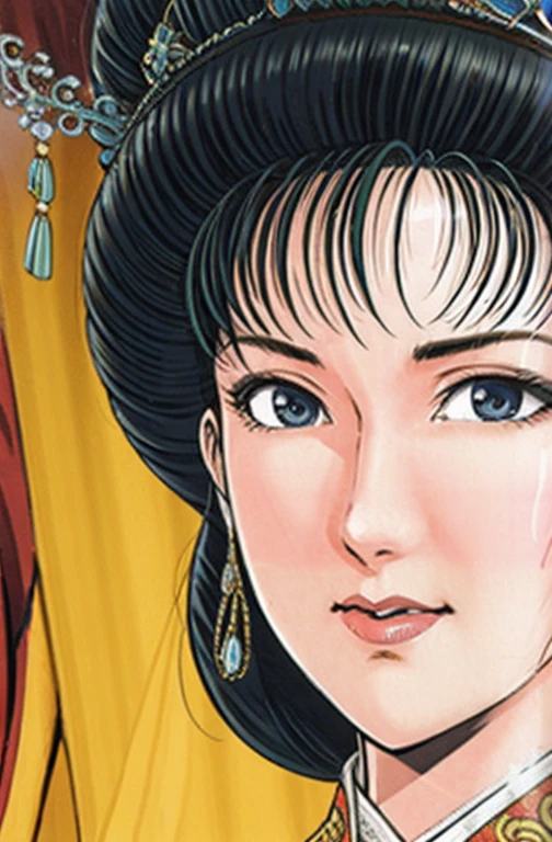 (best quality), (very aesthetic), (ultra-detailed), (best illustration),NSFW,a mature female,Perfect Face,Suikoden,Mrs. Lin,(full_body),big breast,red cheek,Sweating,skinny, chinese traditional clothes,chinese traditional style bed,Has a surprised look on his face,Aori perspective composition,
