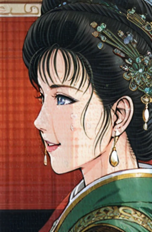 (best quality), (very aesthetic), (ultra-detailed), (best illustration),NSFW,a mature female,Perfect Face,Suikoden,Mrs. Lin,(full_body),big breast,red cheek,Sweating,skinny, chinese traditional clothes,chinese traditional style bed,profile