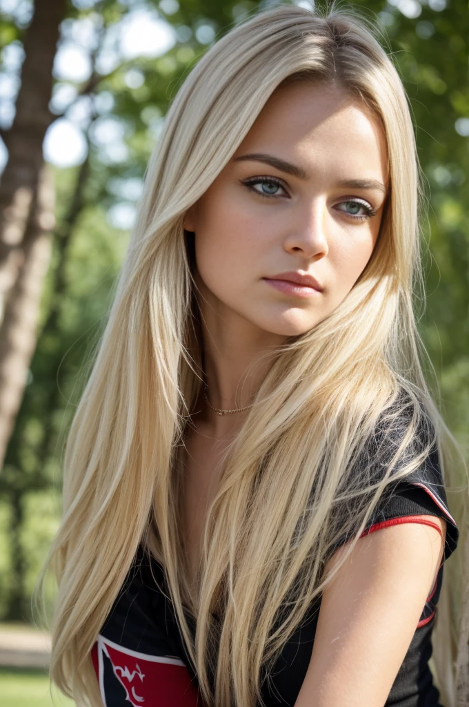 Meisterwerk, best quality, 18 year old Russian girl, jung, Hands in Esposas (FrauEhefrauBlonde , wellig, Mittellanges Haar ohne Styling, Armband am linken Handgelenk, Halskette um den Hals, His skin was covered with goose bumps., pretty face, thin body, wohlgeformte Beine, tears en los ojos, Verteilen Sie Mascara um Ihre Augen. ,Stunned, frightened look , The body turns red , tears, Hysterismus, Furcht, Bitten um Gnade, wolliges Fell,sunny weather,sitting,((((wearing a vfb stuttgart trikot)))),((showing pussy)),blonde,(standing in park)