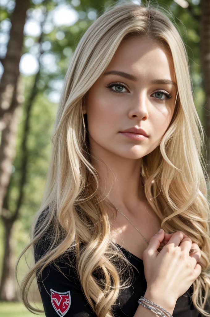 Meisterwerk, best quality, 18 year old Russian girl, jung, Hands in Esposas (FrauEhefrauBlonde , wellig, Mittellanges Haar ohne Styling, Armband am linken Handgelenk, Halskette um den Hals, His skin was covered with goose bumps., pretty face, thin body, wohlgeformte Beine, tears en los ojos, Verteilen Sie Mascara um Ihre Augen. ,Stunned, frightened look , The body turns red , tears, Hysterismus, Furcht, Bitten um Gnade, wolliges Fell,sunny weather,sitting,((((wearing a vfb stuttgart trikot)))),((showing pussy)),blonde,(standing in park)curly hair